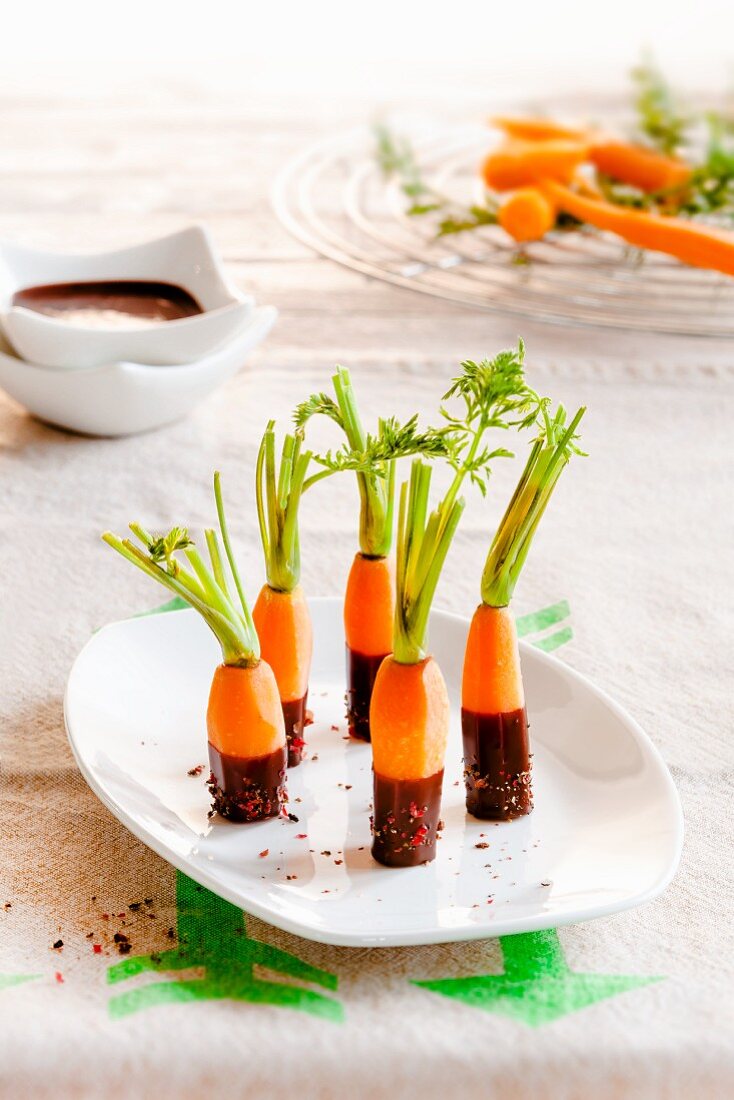 Karotten-Konfekt mit Chilischokolade