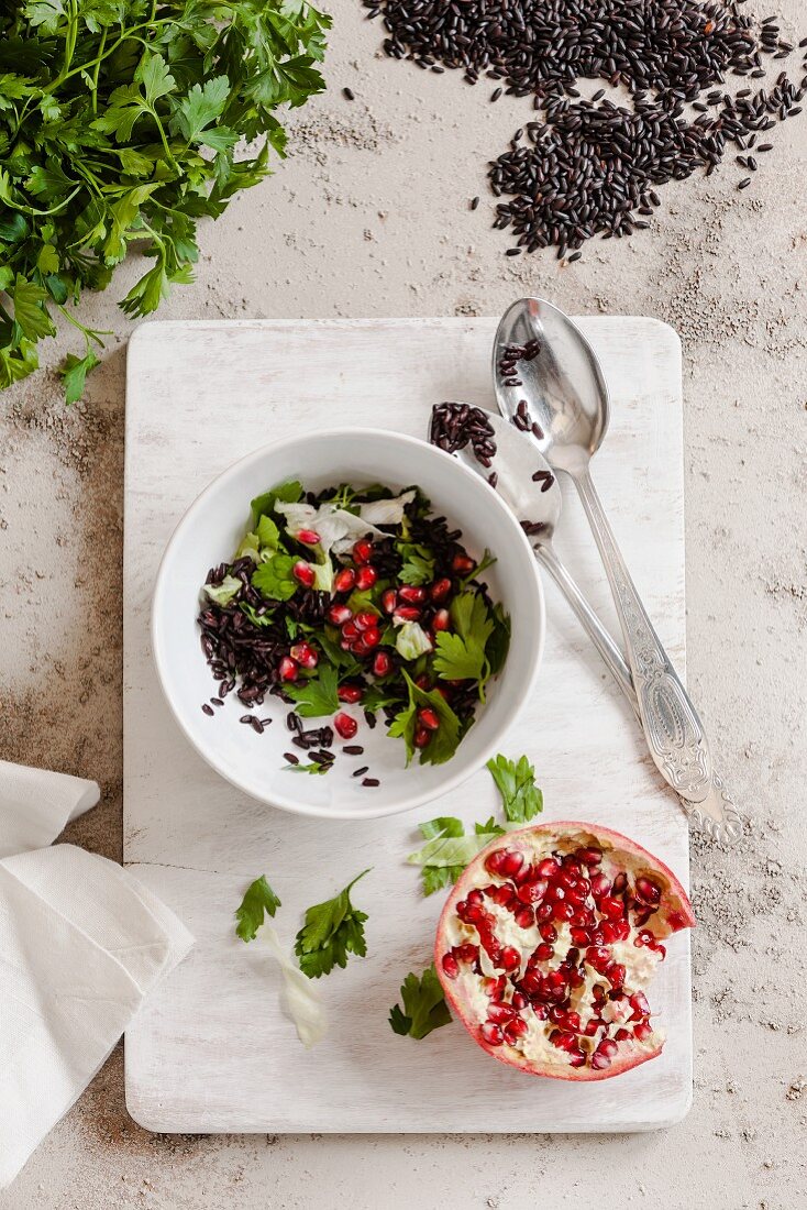Black rice with pomegranate
