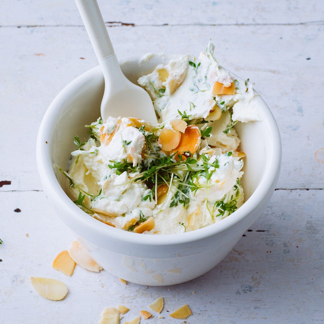 Vegetarian almond and cream cheese dip with yoghurt