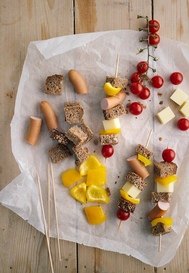 Colourful supper kebabs