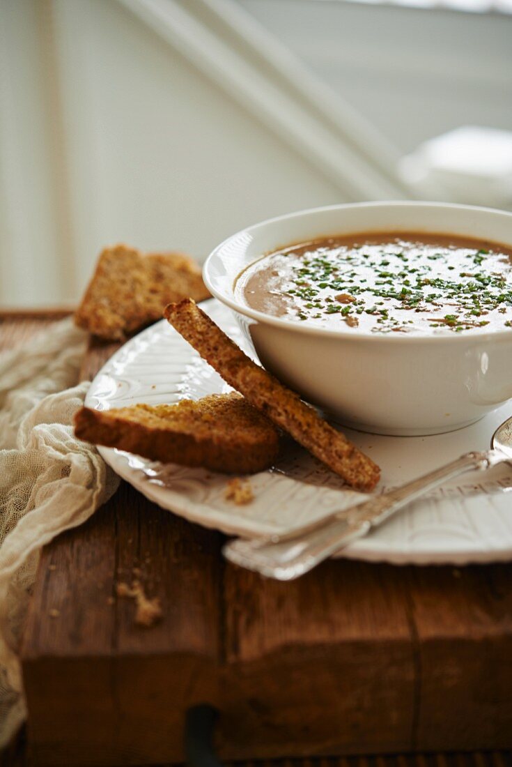 French onion soup with toast