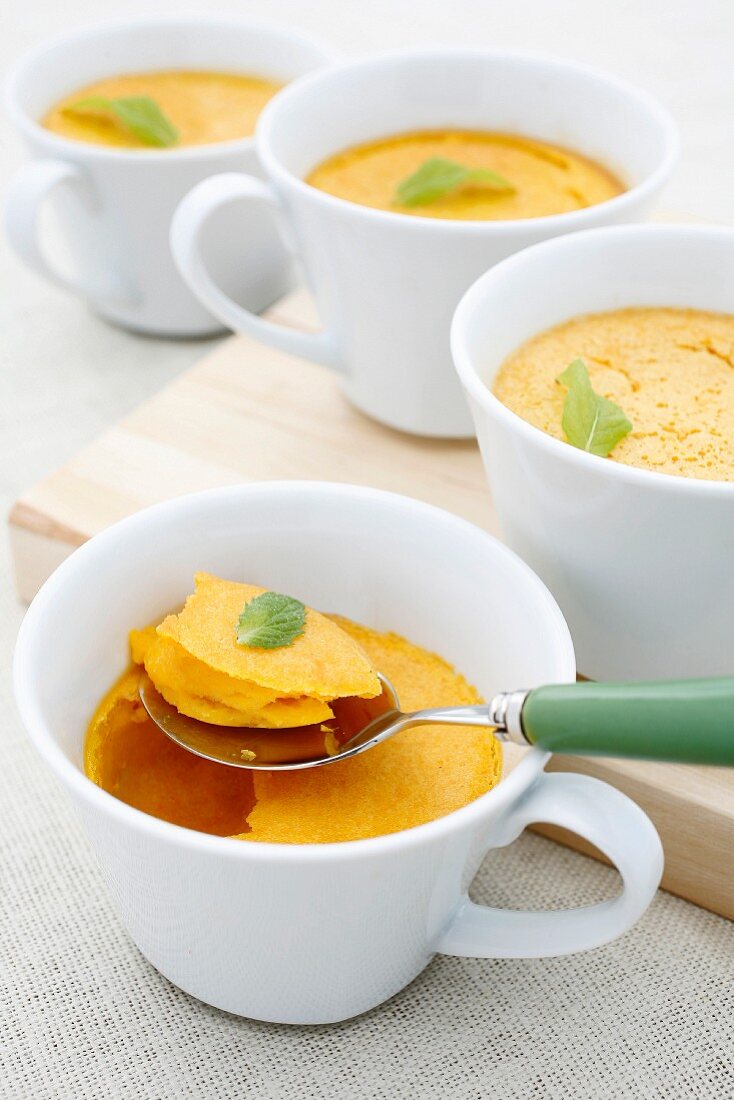 Pumpkin pudding with cinnamon in cups