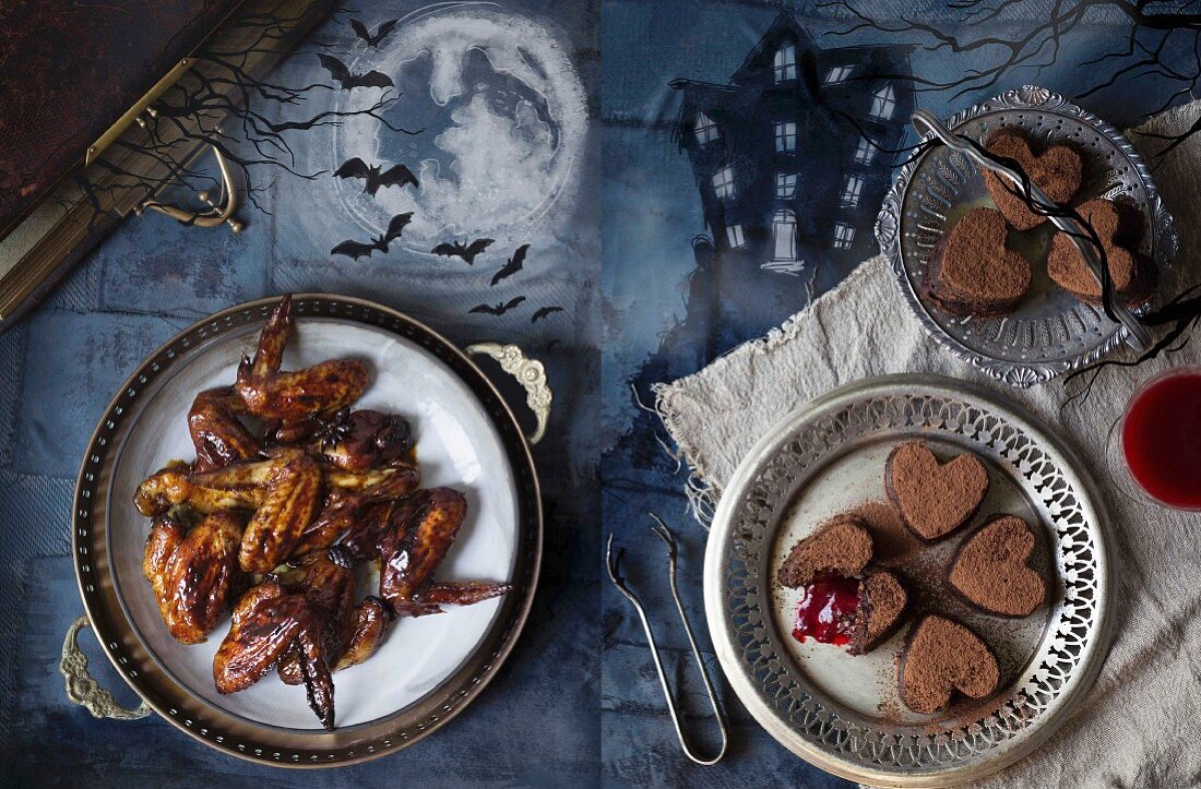 Halloween snacks: sticky backed swings and bleeding hearts