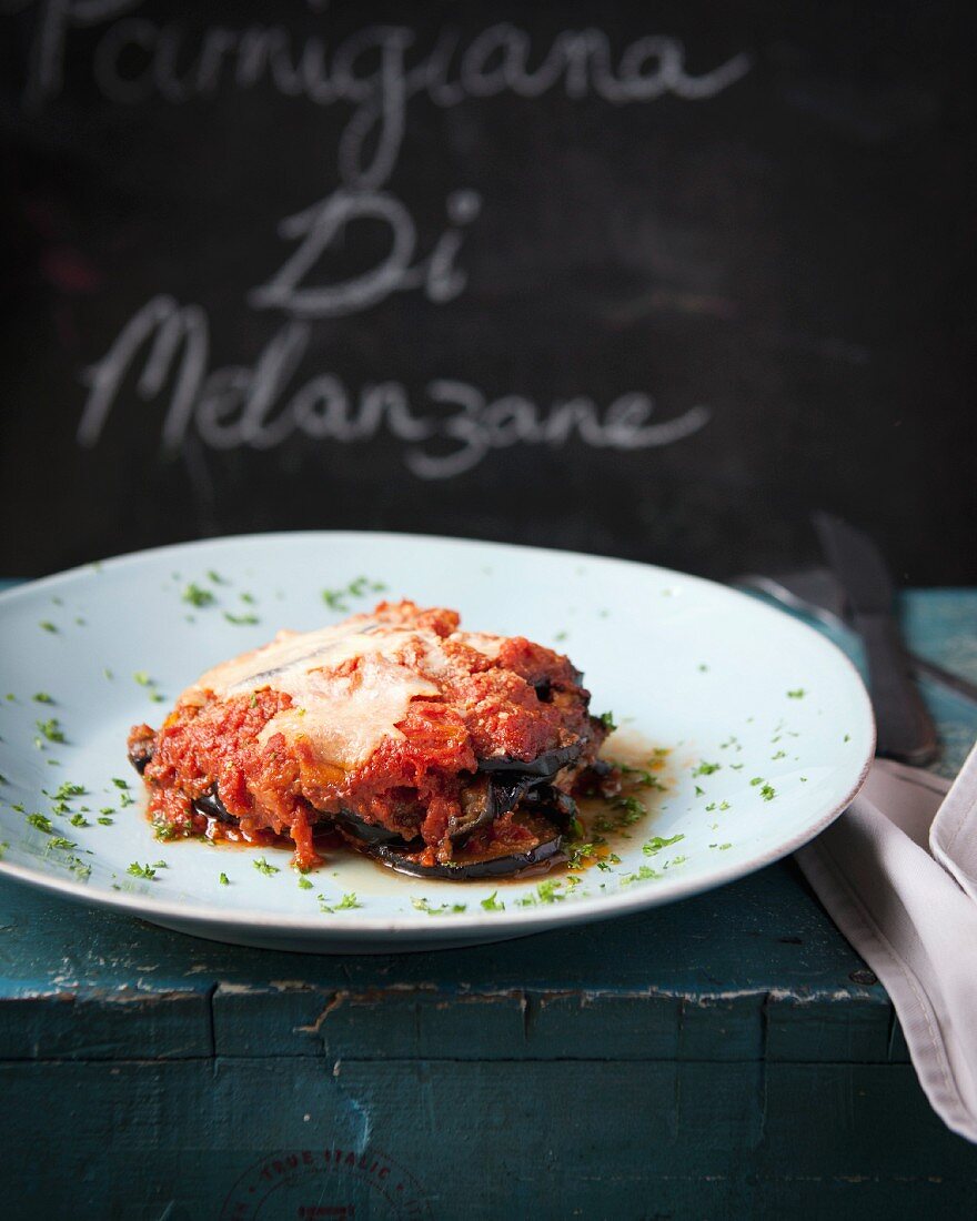 Parmigiana di melanzane (aubergine bake with Parmesan cheese, Sicily)