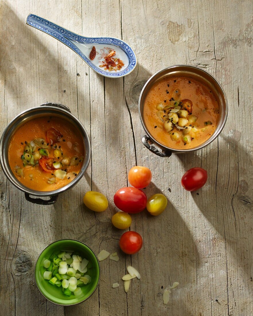 Tomato and coconut soup with chickpeas