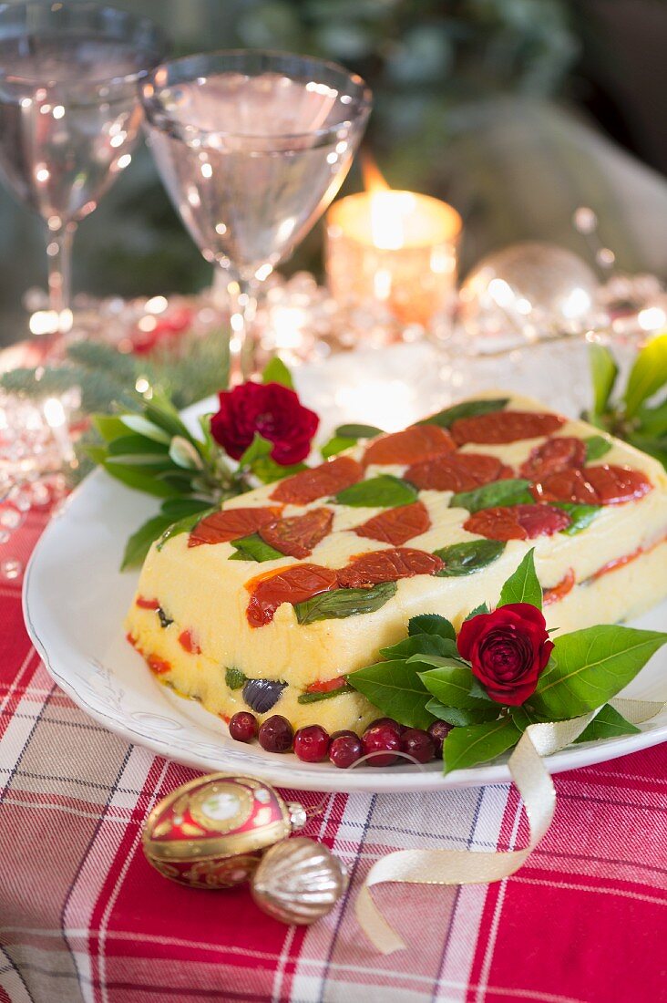 Vegetarian polenta terrine for Christmas