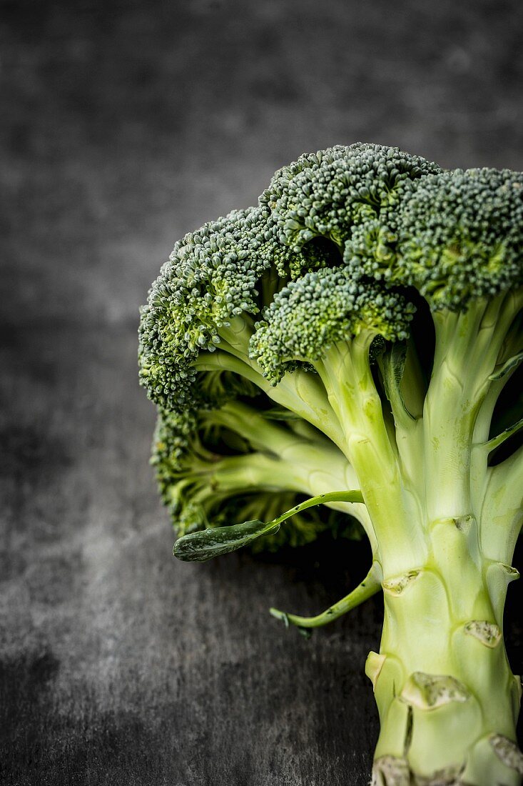 Broccoli on a grey surface
