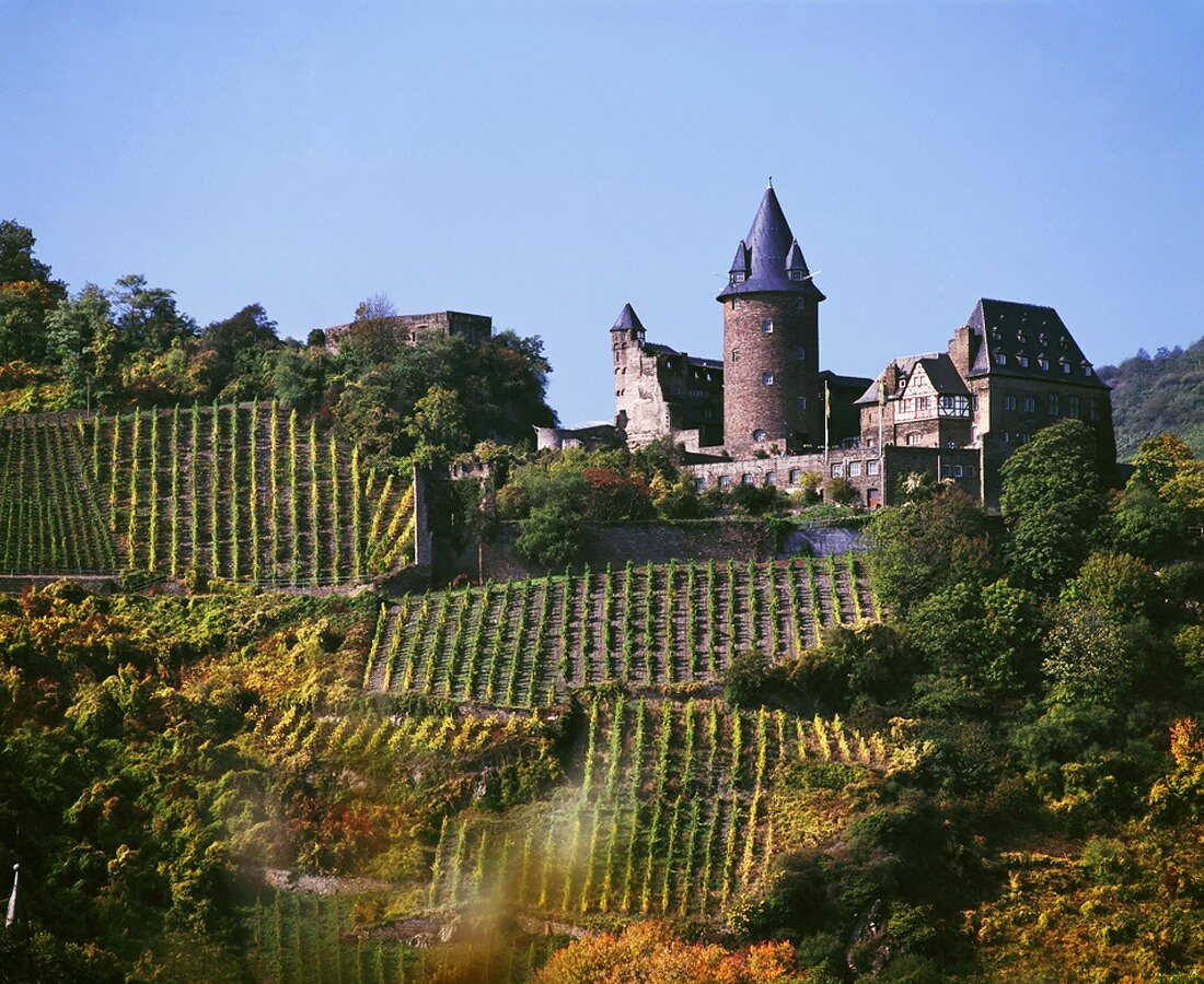 Burg Stahleck bei Bacharach am Westufer des Mittelrheins