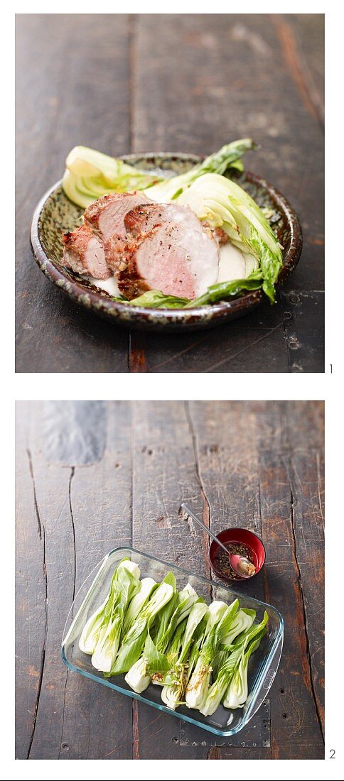 Schweinefilet in Ingwer-Kokos-Sauce auf Pak Choi