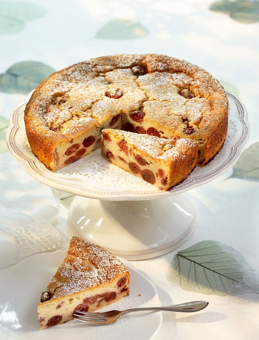 Kirschenmichel (cherry bread pudding) cake with icing sugar