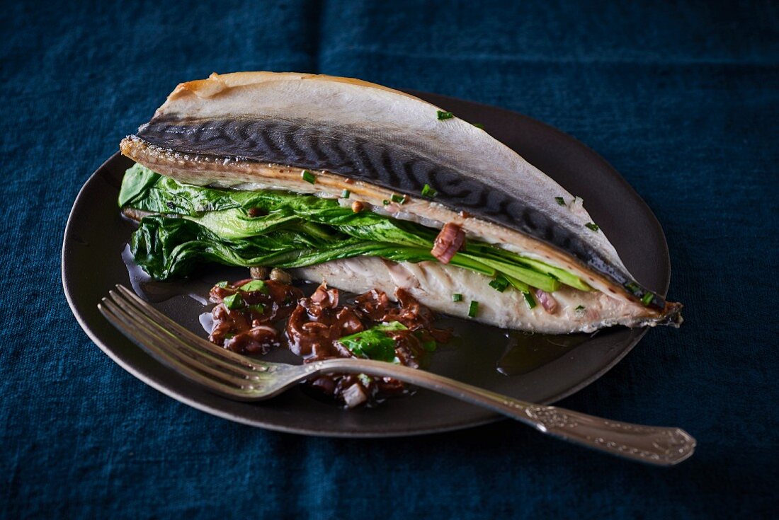 Mackerel with bok choy