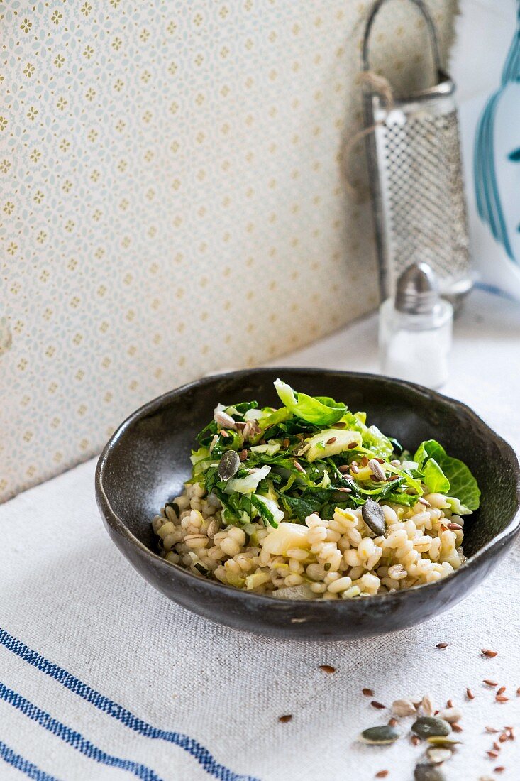 Barley risotto with Brussels sprouts