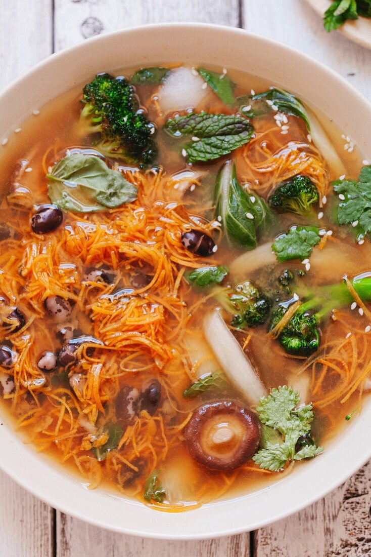 Pho with vegetables and mushrooms (Vietnam)