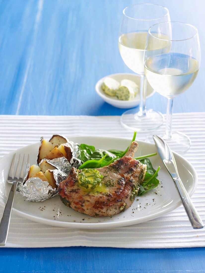 Barbecue Special - Pork Cutlets with Sage Butter & Potatoes