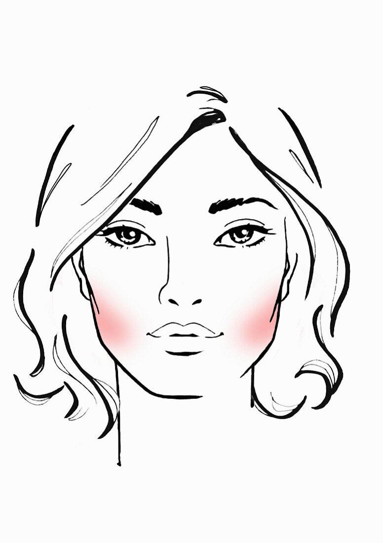 An illustration of blusher on a square-shaped face