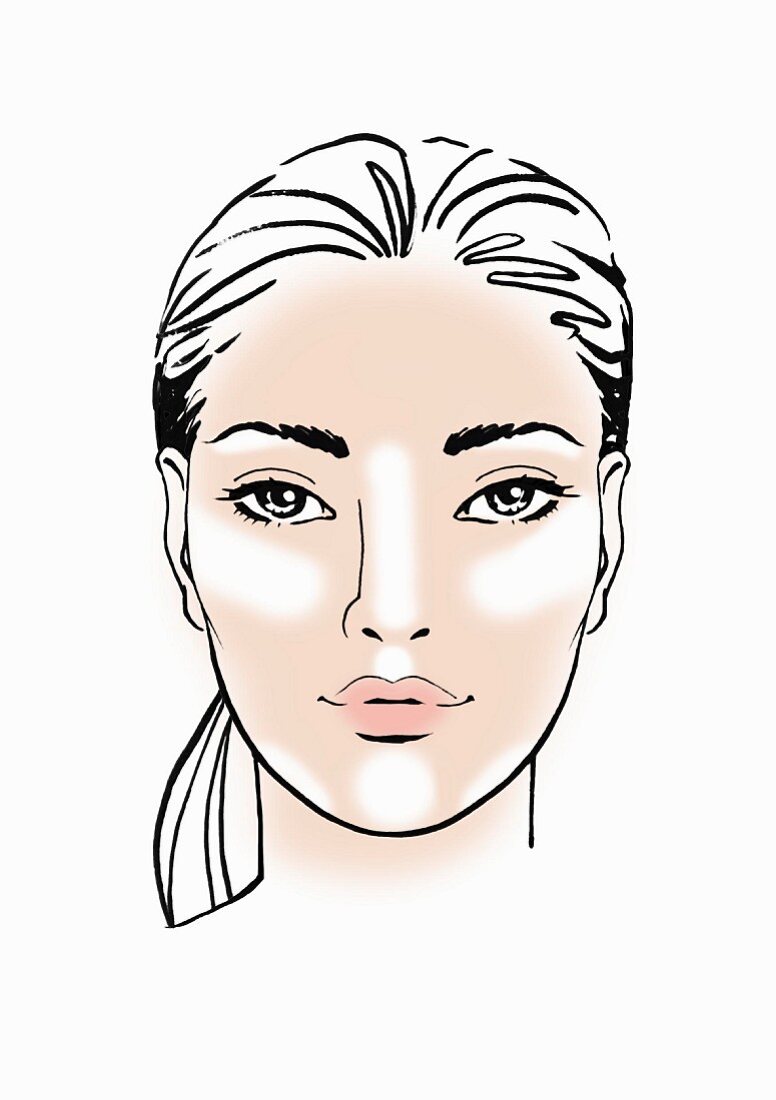 An illustration of adding make-up highlights, step 1