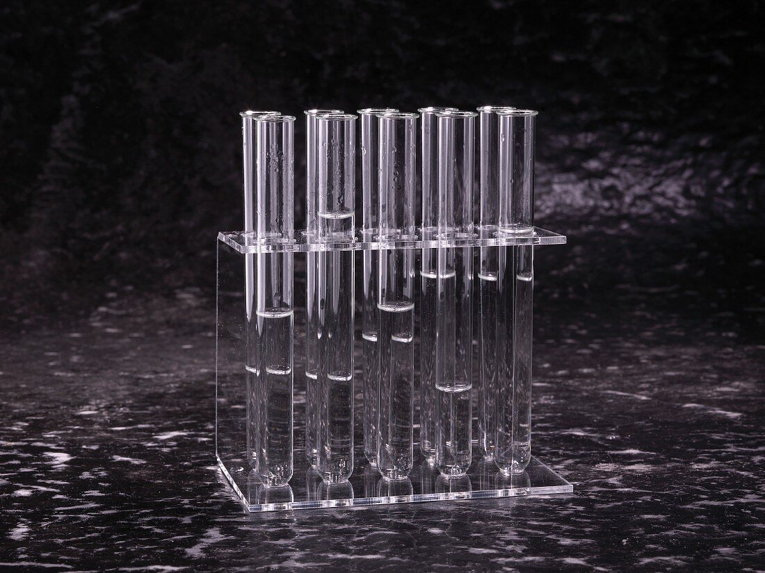 Test tubes with samples of drinking water