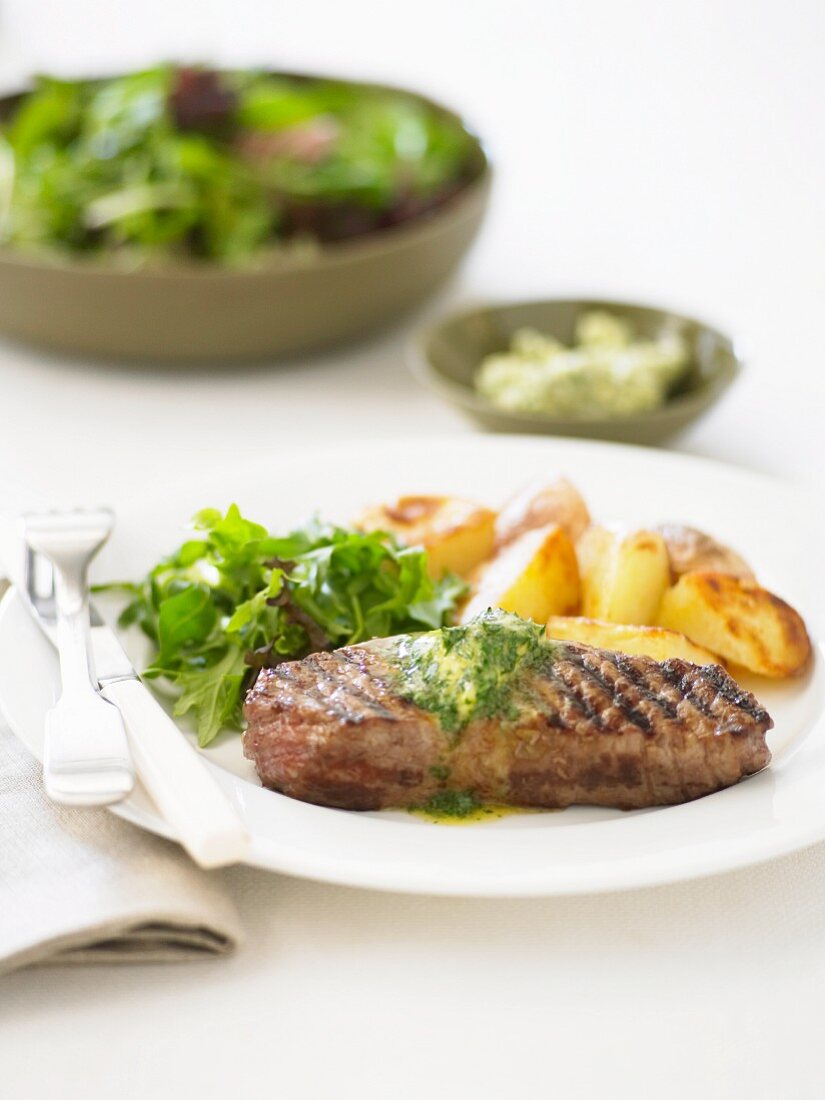 Grilled Steak with Parsley Butter