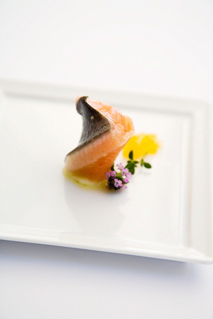 Smoked brook trout fillet with lemongrass and ginger