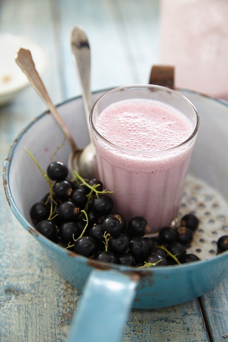 A kefir drink with blackcurrants