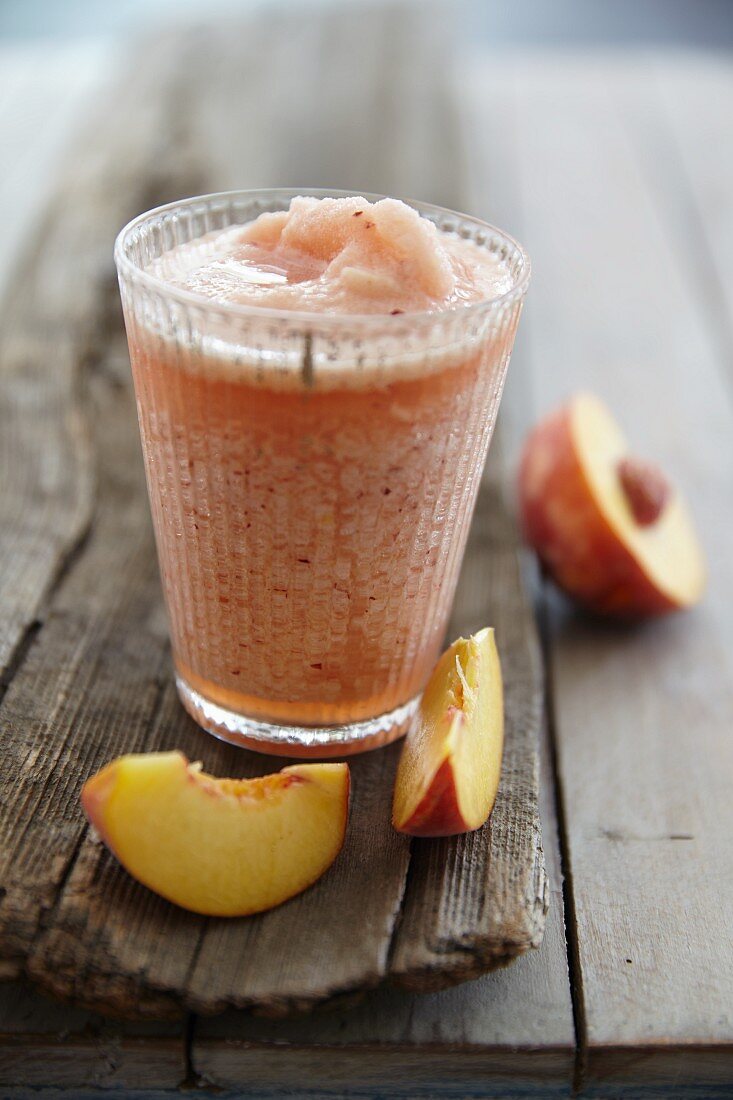 A cherry and peach smoothie