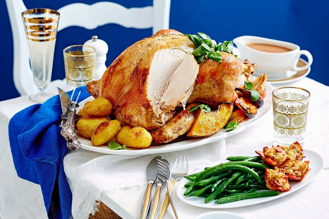Roast turkey with bacon and herb