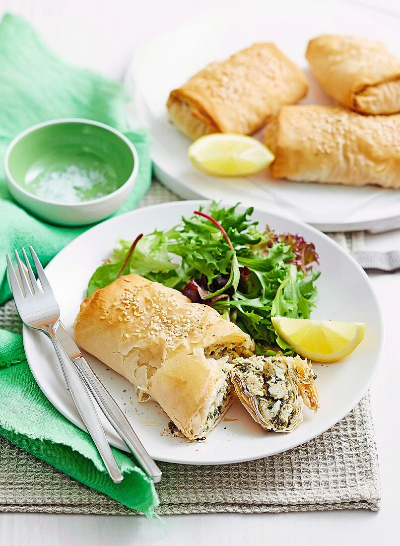 Chicken, spinach and feta parcels