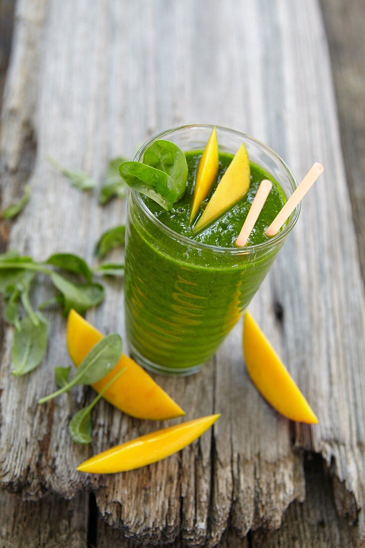 An exotic spinach and mango smoothie