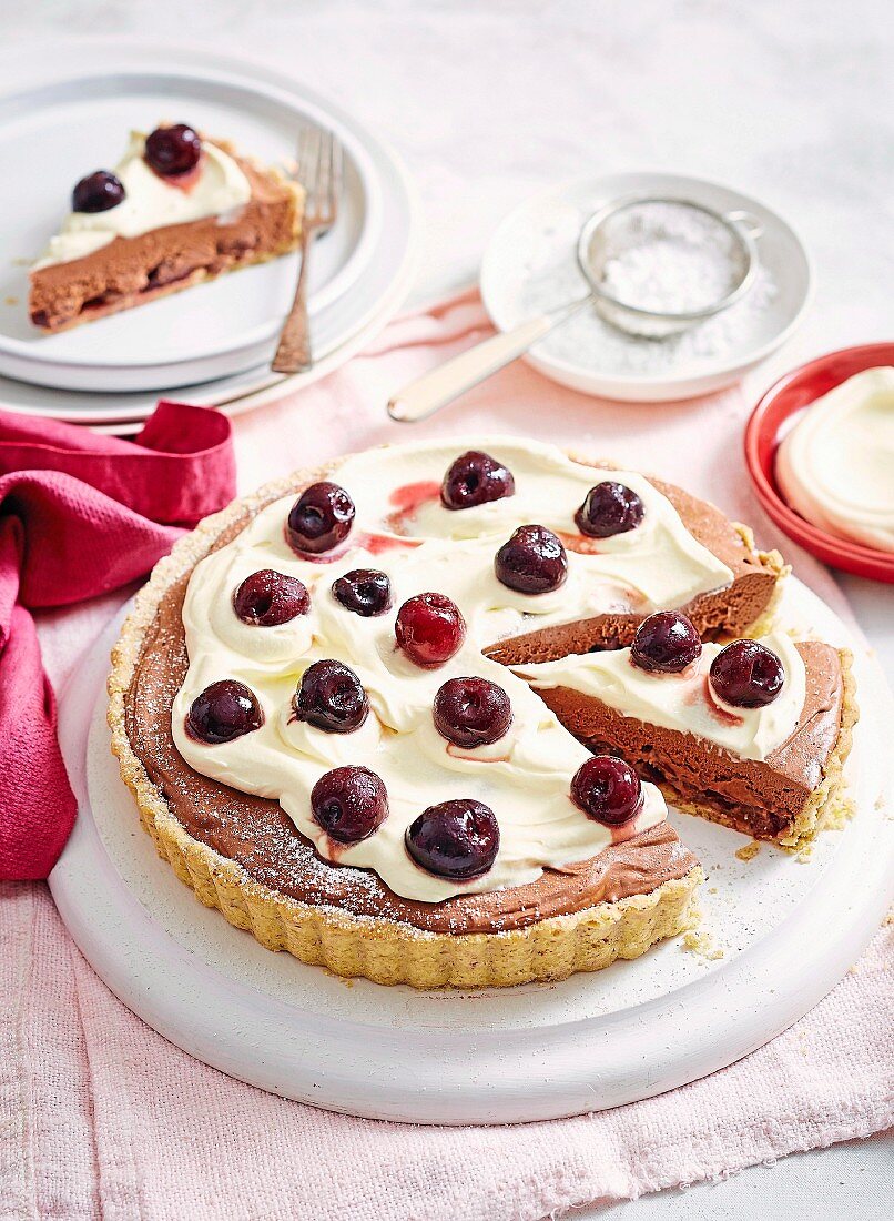 Choc-Cherry Hazelnut Tart