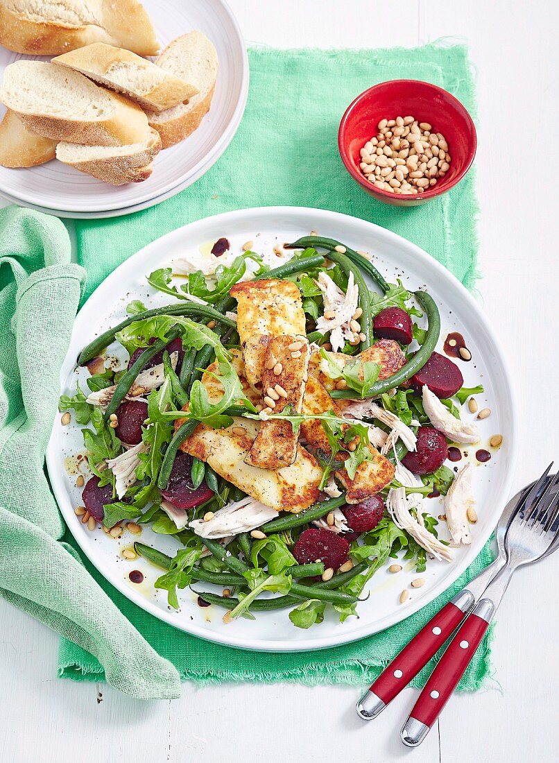 Chicken, Beetroot & Haloumi Salad