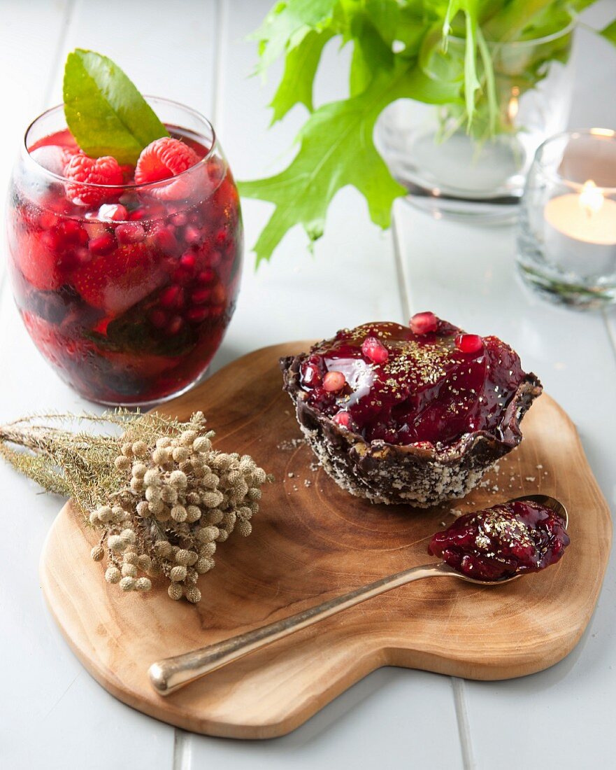 Brandy snap Mince Pies mit Beerenkompott