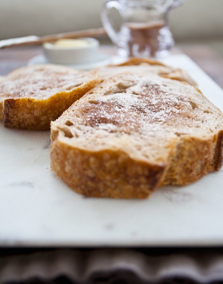 Toast with with butter and cinnamon sugar