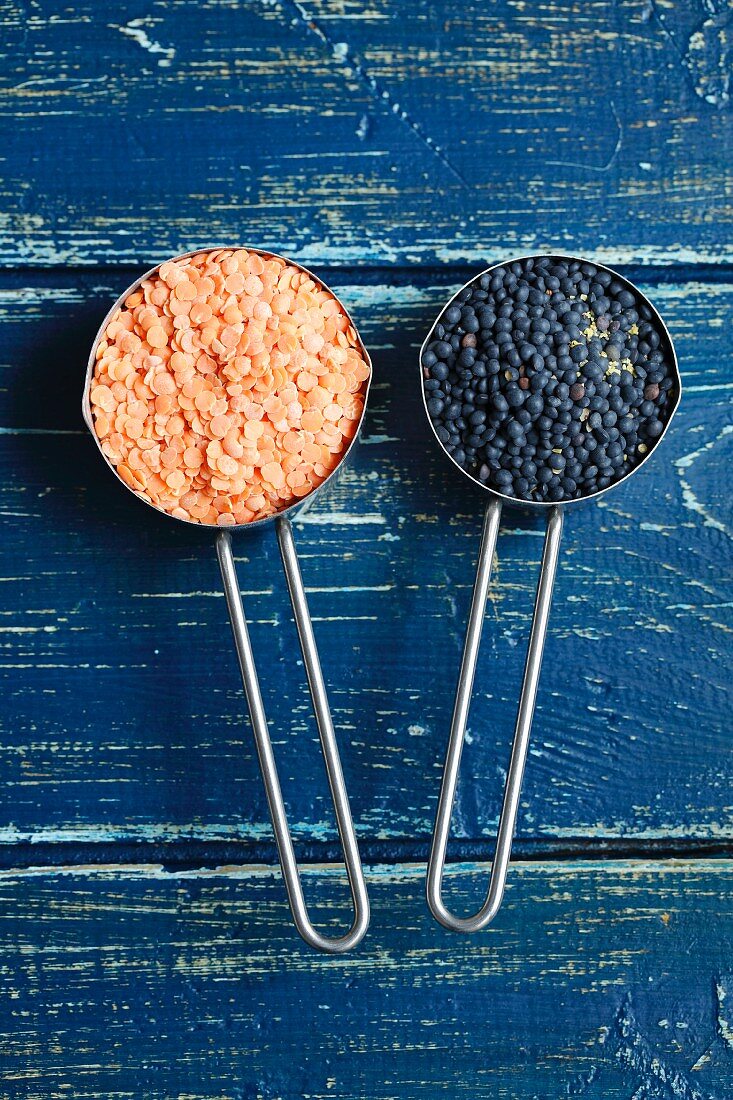 Red and black lentils