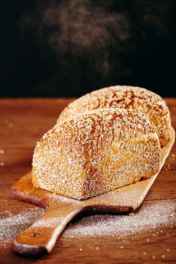Spelt bread on a chopping board