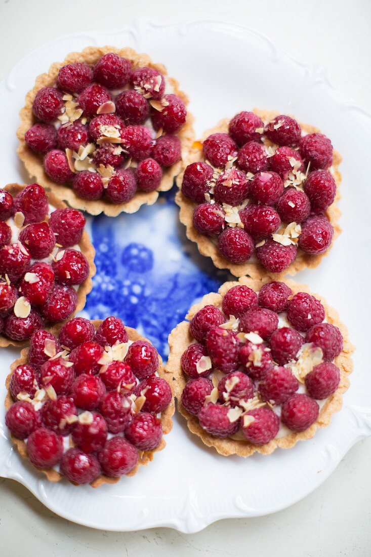 Raspberry tartlets from the 'Kapstachelbeere' pâtisserie, Berlin, Germany