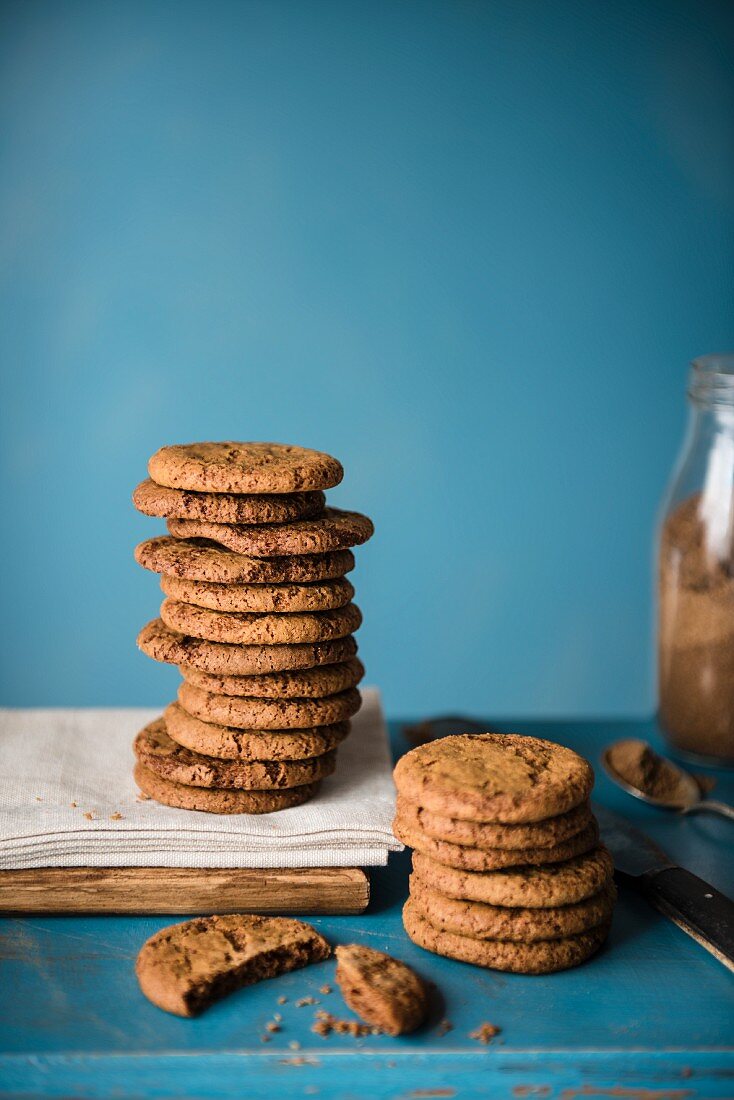 A stack of spiced biscuits with cinnamon