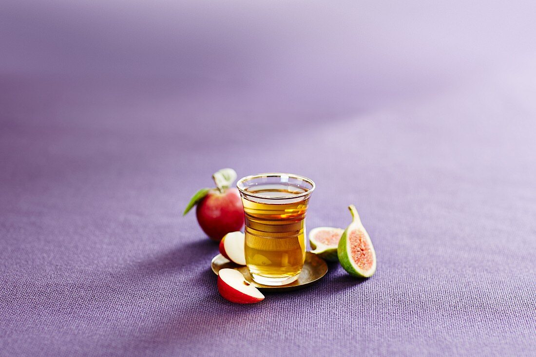 A glass of Turkish apple tea