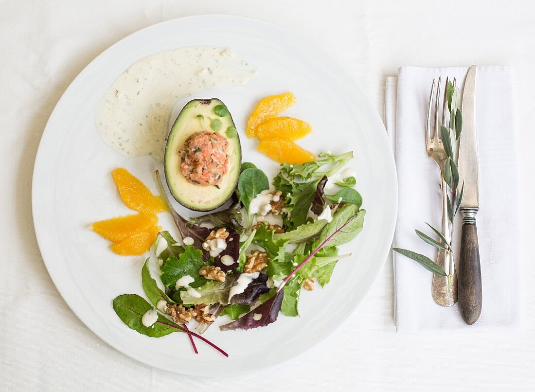 Avocado with salmon tartare