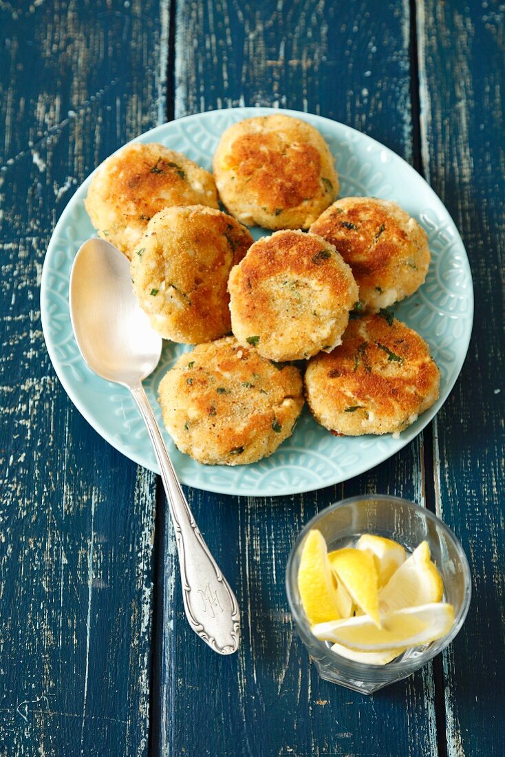 Potato cakes with egg and herbs