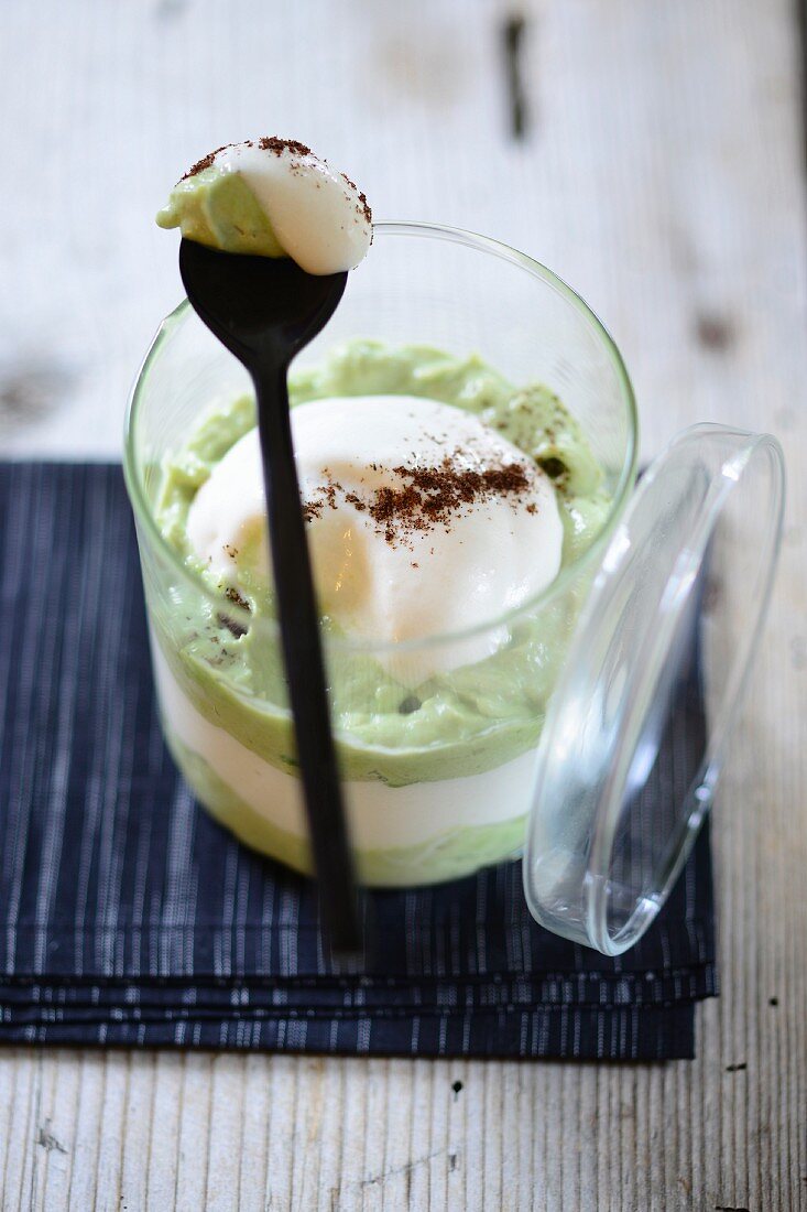 Avocado cream with vanilla cream