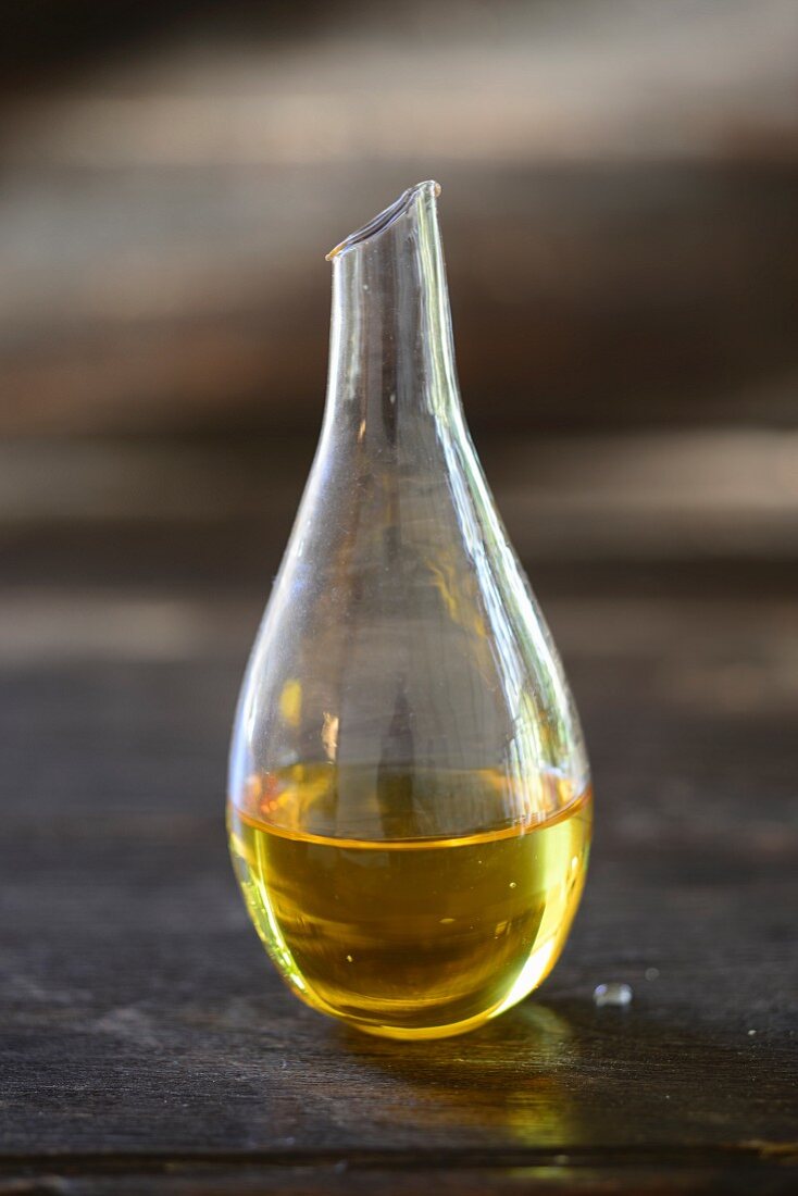 Agave syrup in a small glass carafe