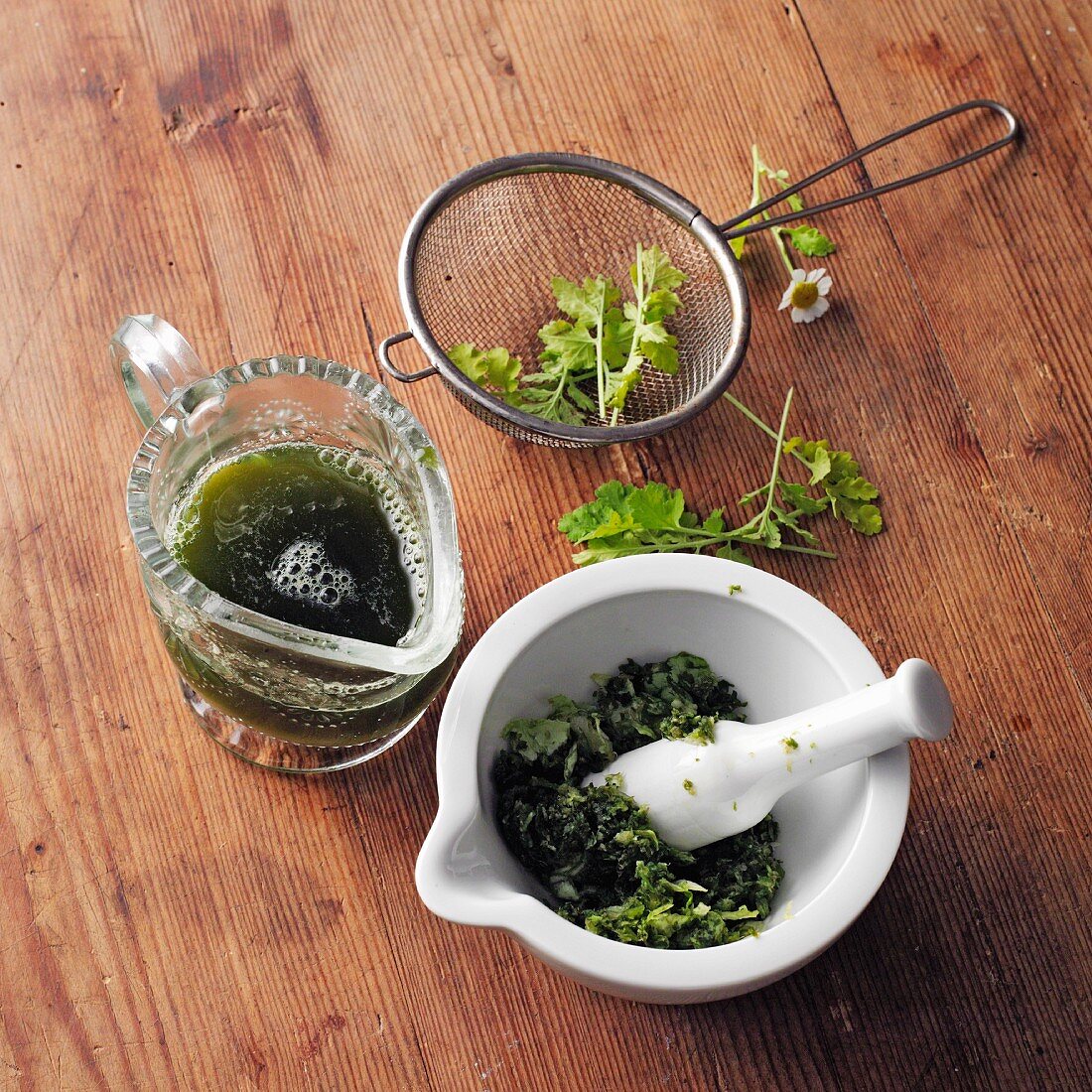 Feverfew salve à la Hildegard von Bingen being made