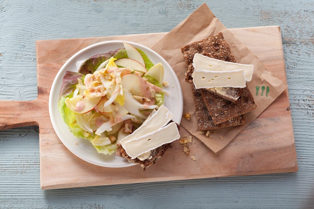 Chicory and apple salad with Camembert crispbread (post fasting)