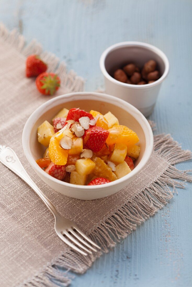 Fruit salad with dried fruit and hazelnuts (post fasting)