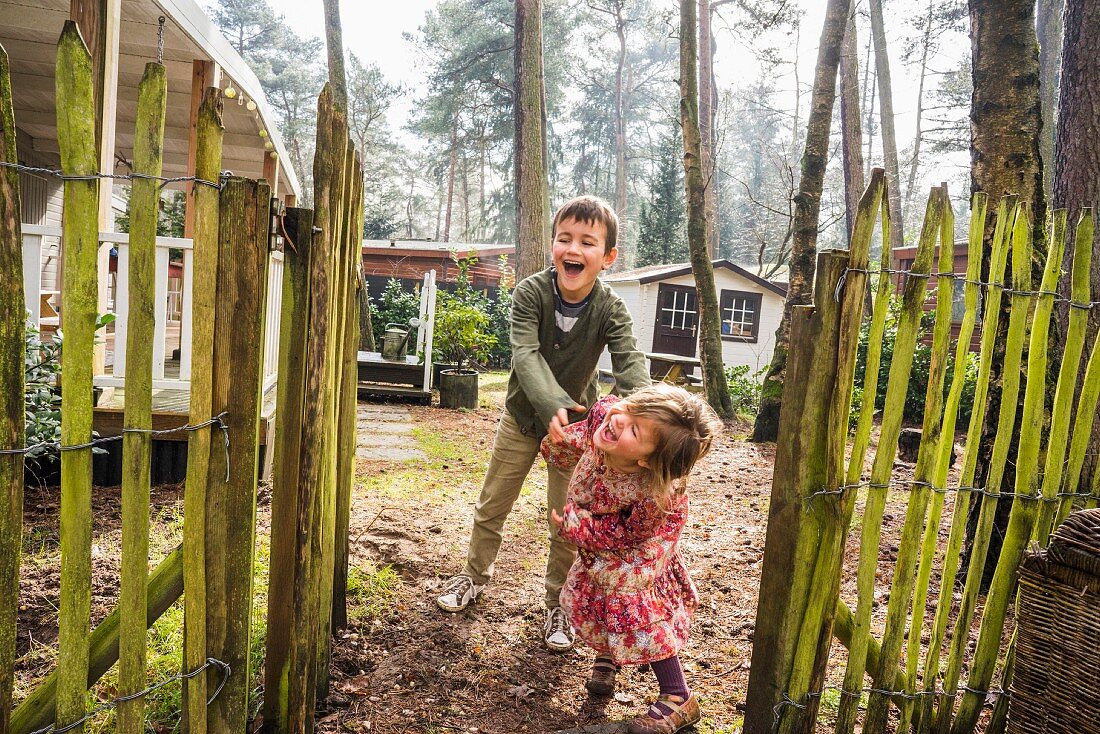 Children playing in garden