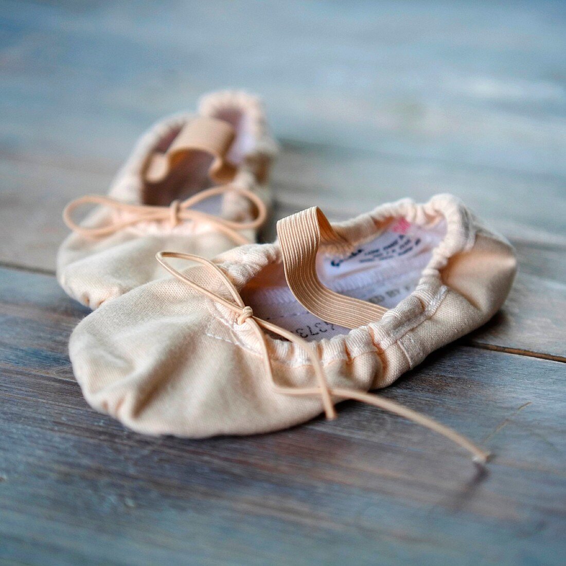 Ballet shoes on wooden floor
