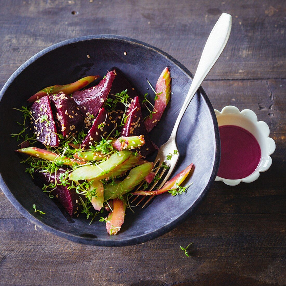 Warm beetroot salad with celery