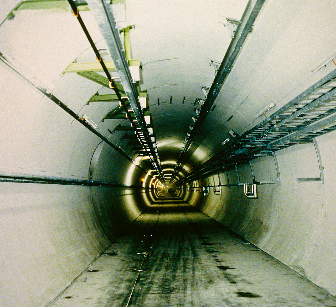 Tunnel of LEP collider,CERN,in 1987
