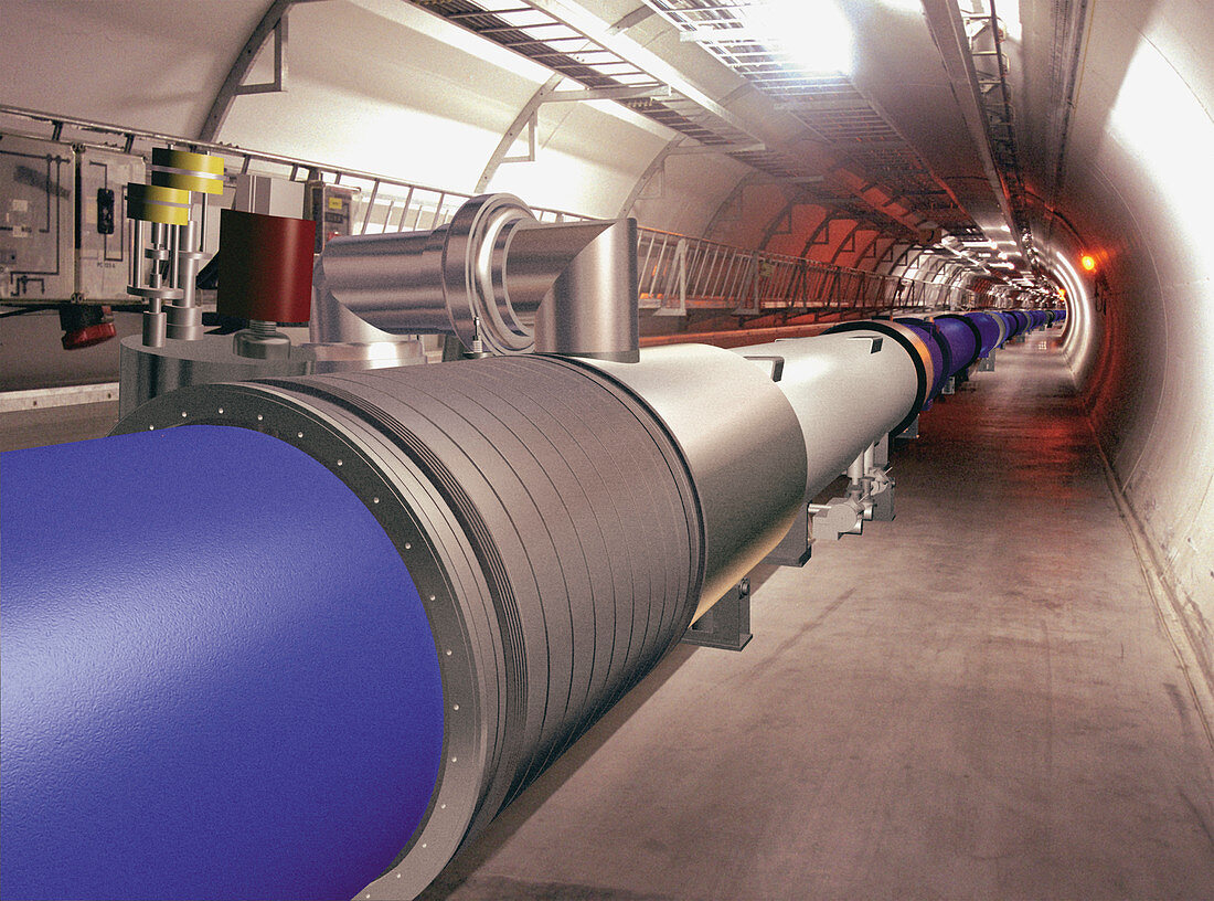 Artwork of Large Hadron Collider tunnel