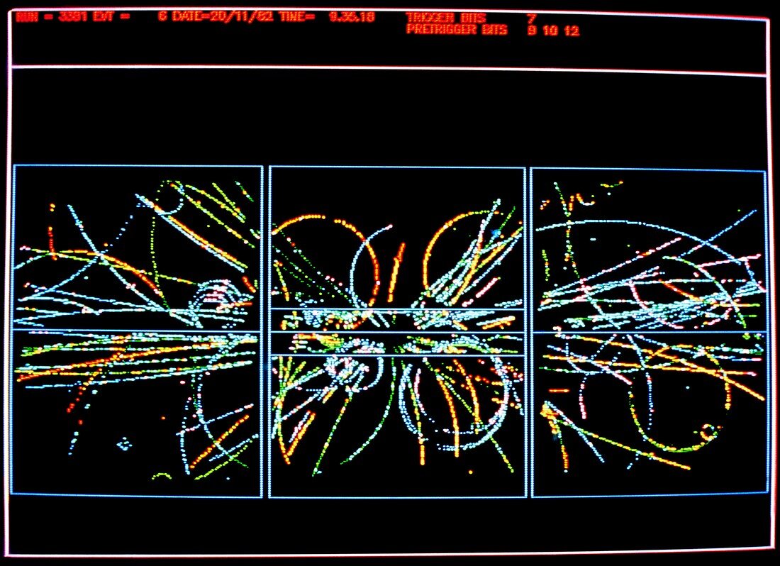Particle collision in UA1 detector